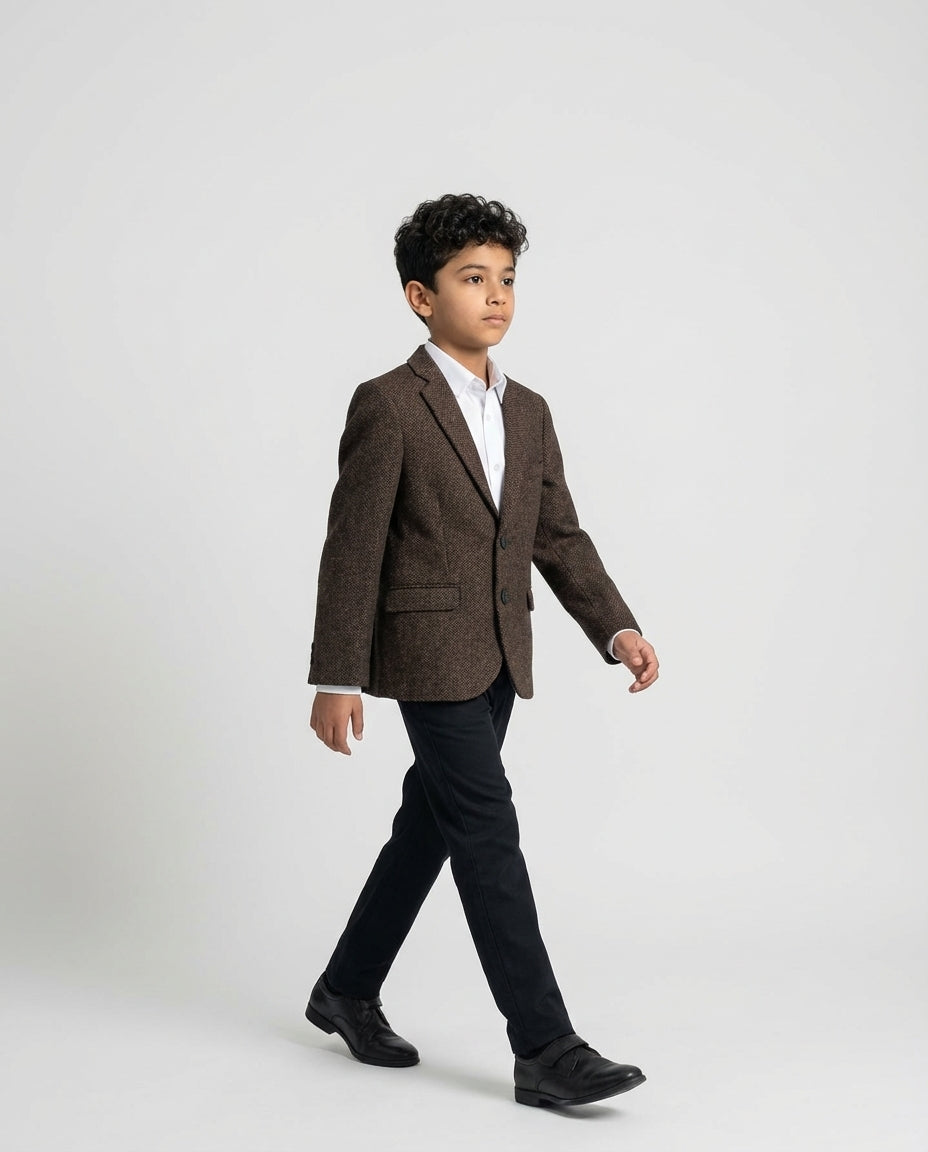 DARK BROWN TEXTURED BLAZER