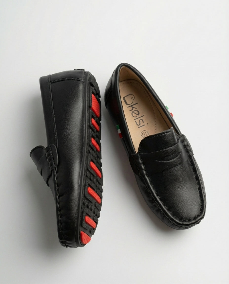 Black Milano Leather Loafers