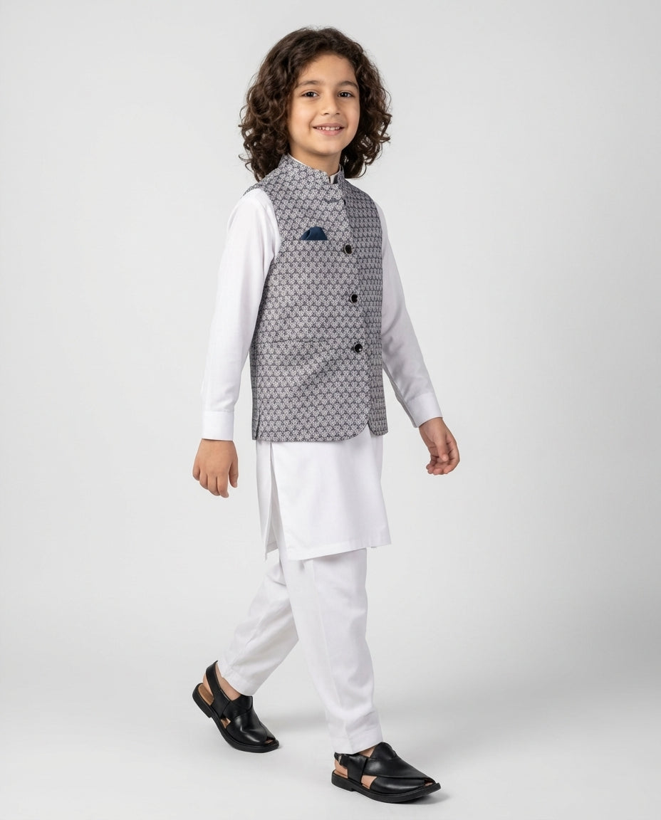 MIDNIGHT GREY TEXTURED WAIST COAT