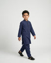 Boys navy cotton tunic shalwar kameez 2-piece set front view โ Little Giants