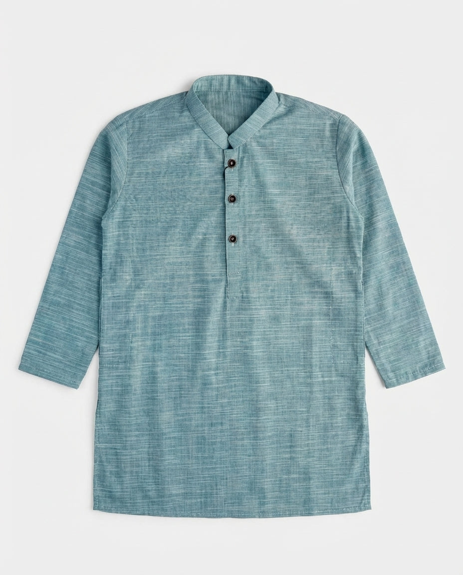 TEAL SLUB COTTON KURTA