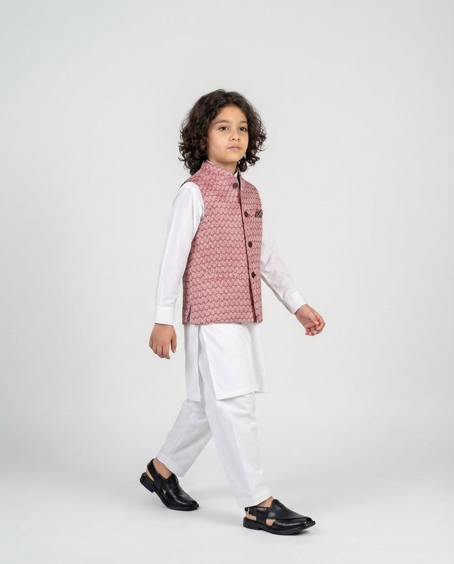 MAROON TEXTURED WAIST COAT