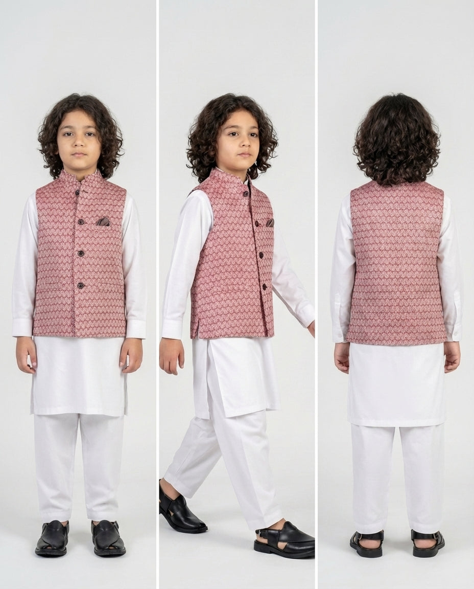 MAROON TEXTURED WAIST COAT