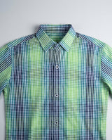 Vibrant Green Blue Gingham Shirt for Boys — Casual Shirts for Boys | Little Giants