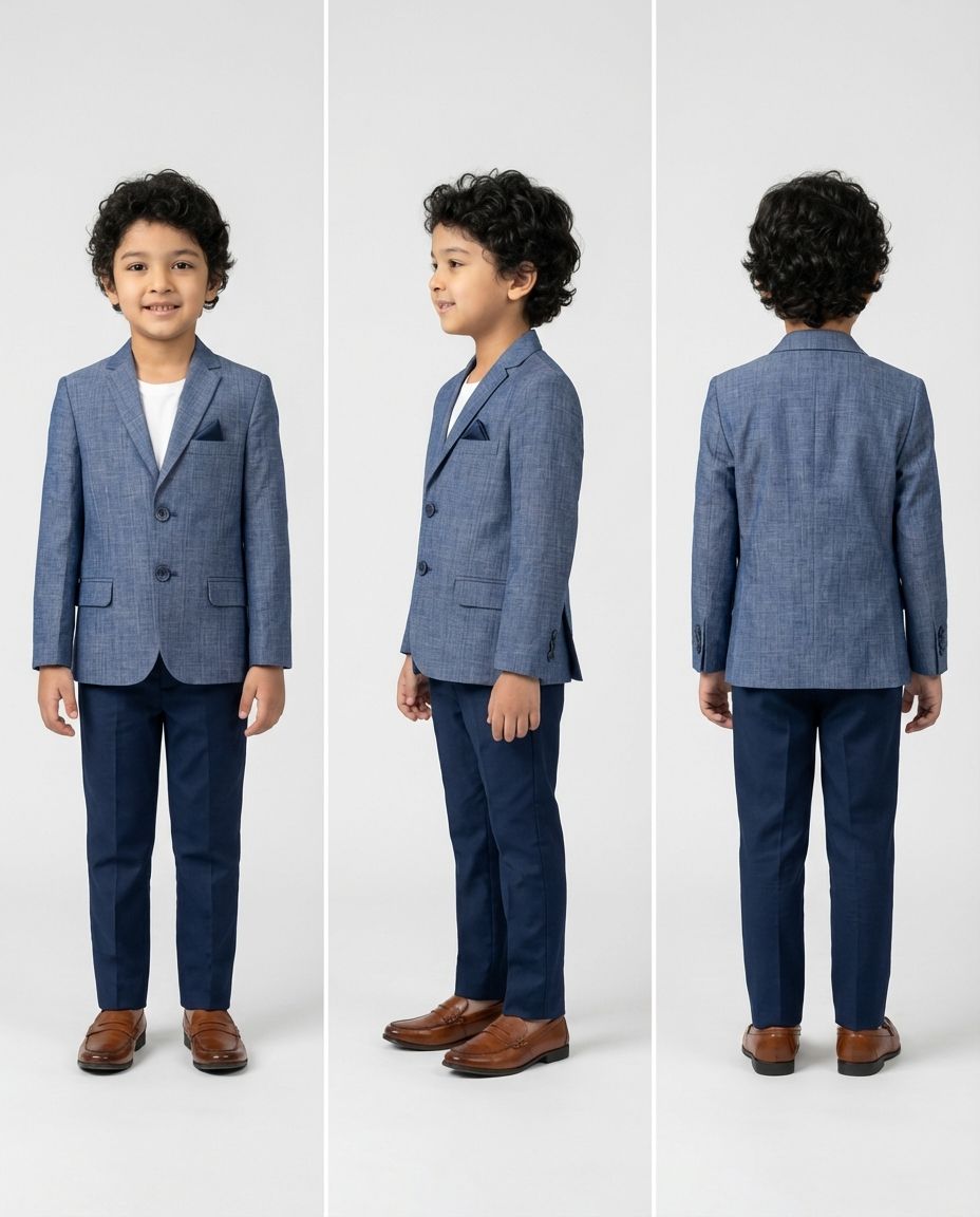 BLUE LINEN BLEND BLAZER