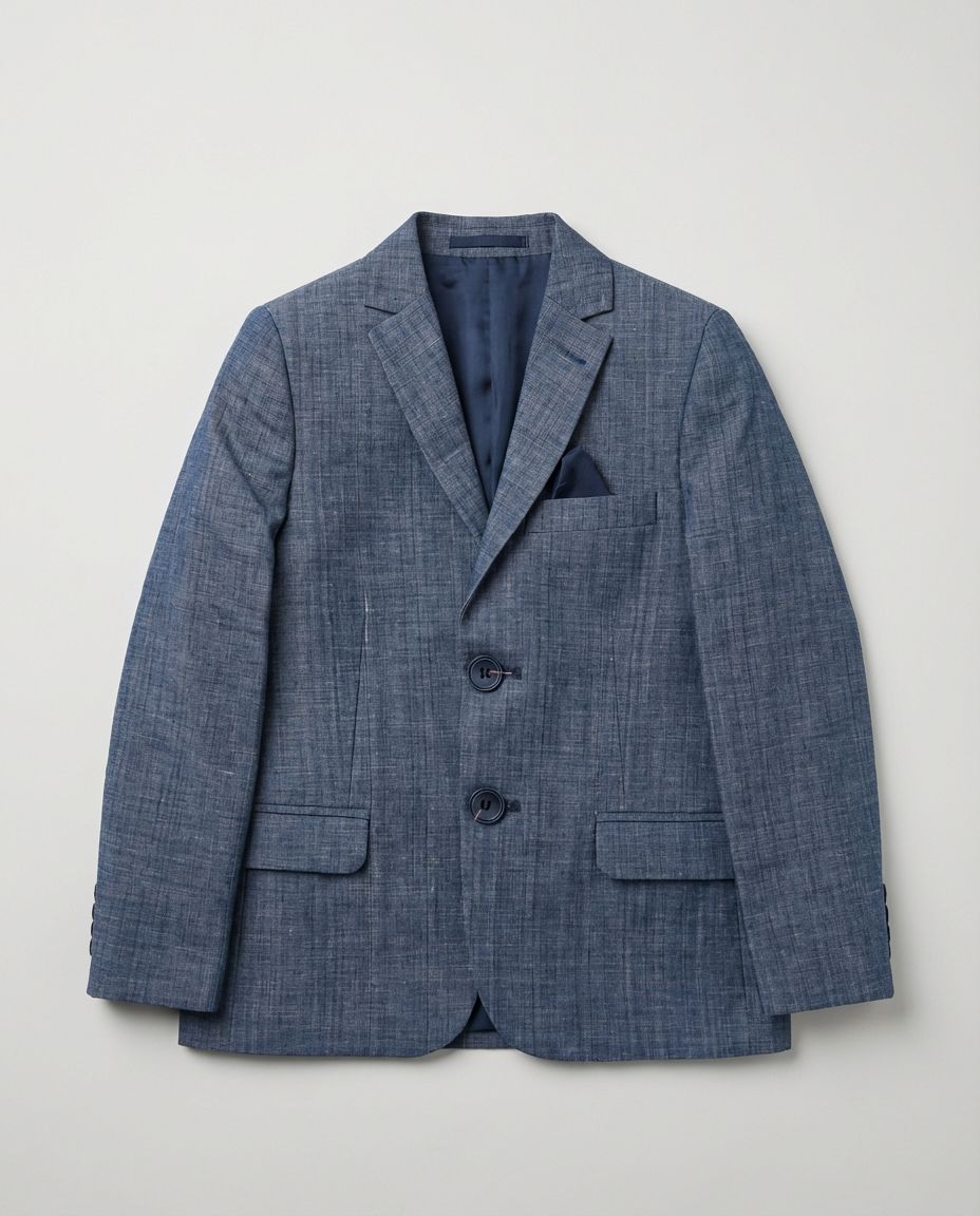 BLUE LINEN BLEND BLAZER