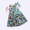 Cyan Floral Casual Frock girls casual frock front view โ Little Giants