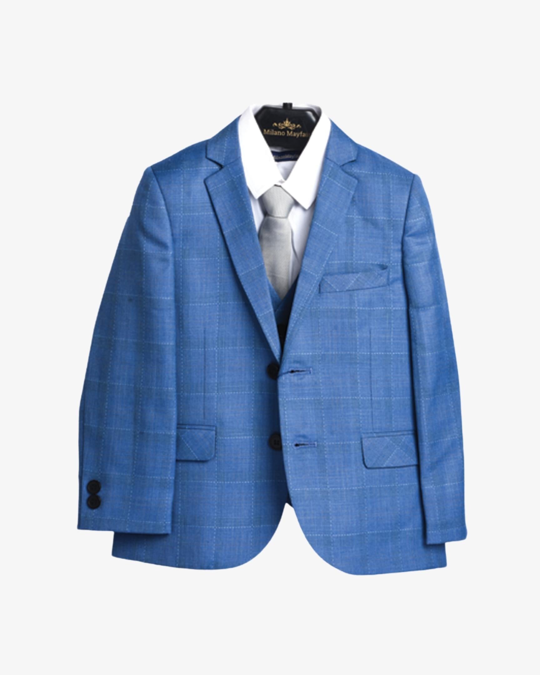 SKY BLUE CHECK SUIT
