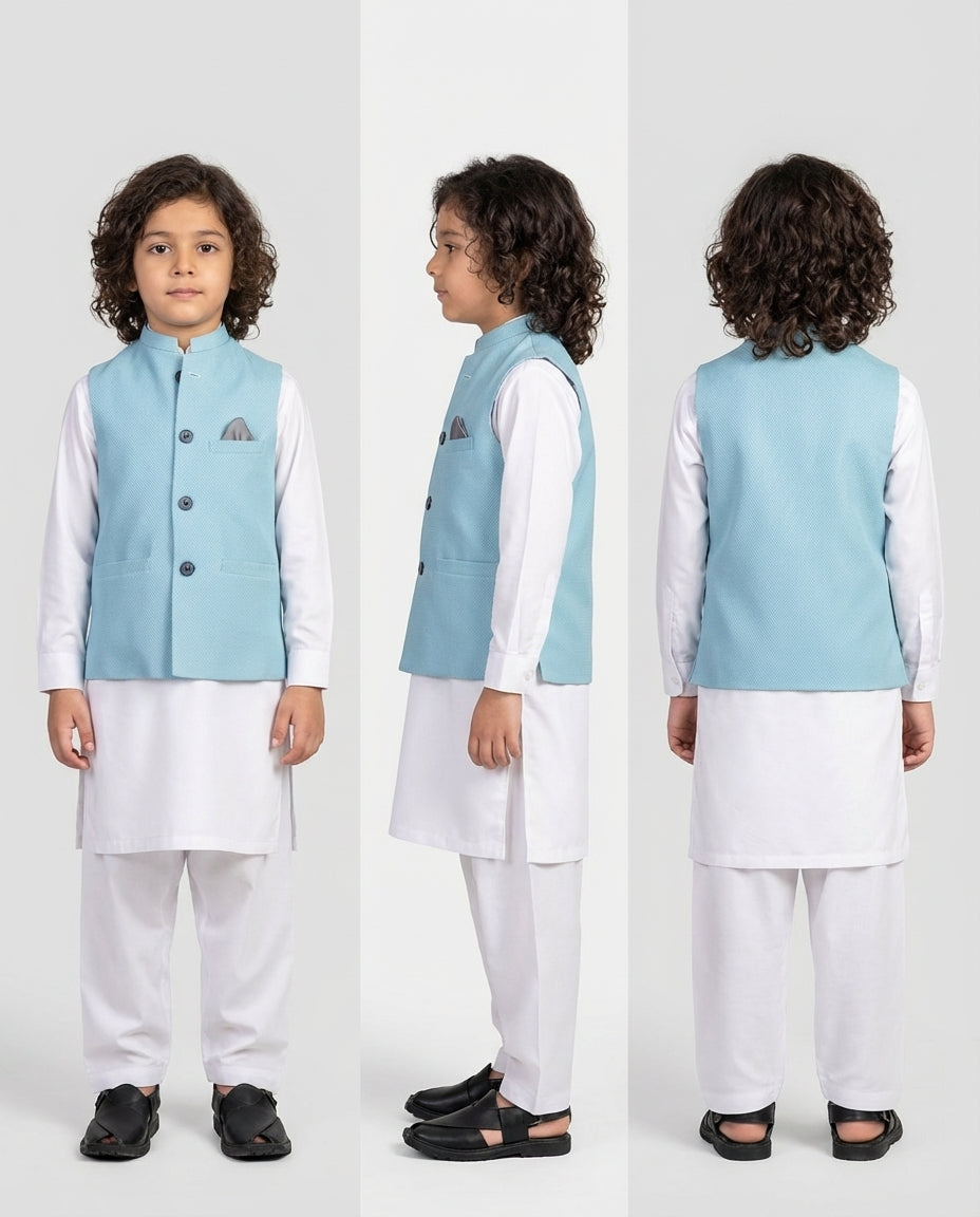 ICE BLUE HONEYCOMB WAIST COAT