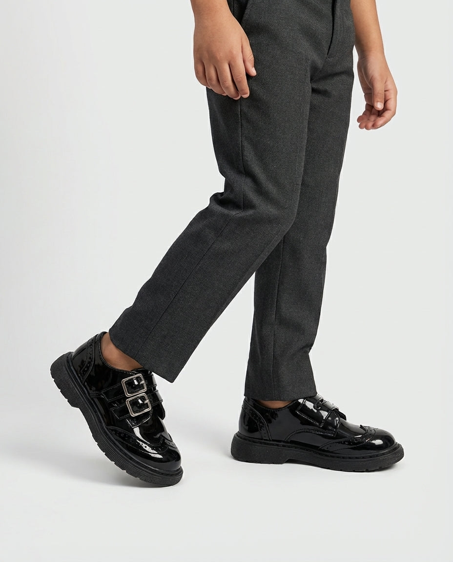 Glossy Black Monk Shoe for Boys — Shoes for Boys | Little Giants