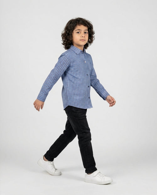 Blue Pink Check Shirt for Boys — Casual Shirts for Boys — View 2 | Little Giants