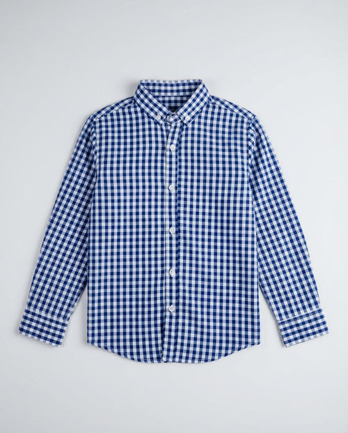 Blue Gingham Buttoned Shirt for Boys — Casual Shirts for Boys | Little Giants