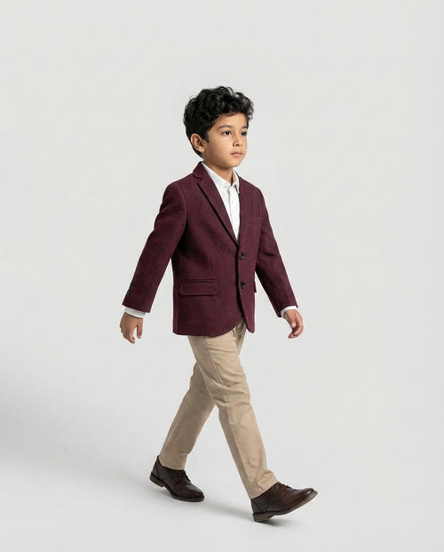 Burgundy Tweed Blazer for Boys — Blazers for Boys — View 2 | Little Giants