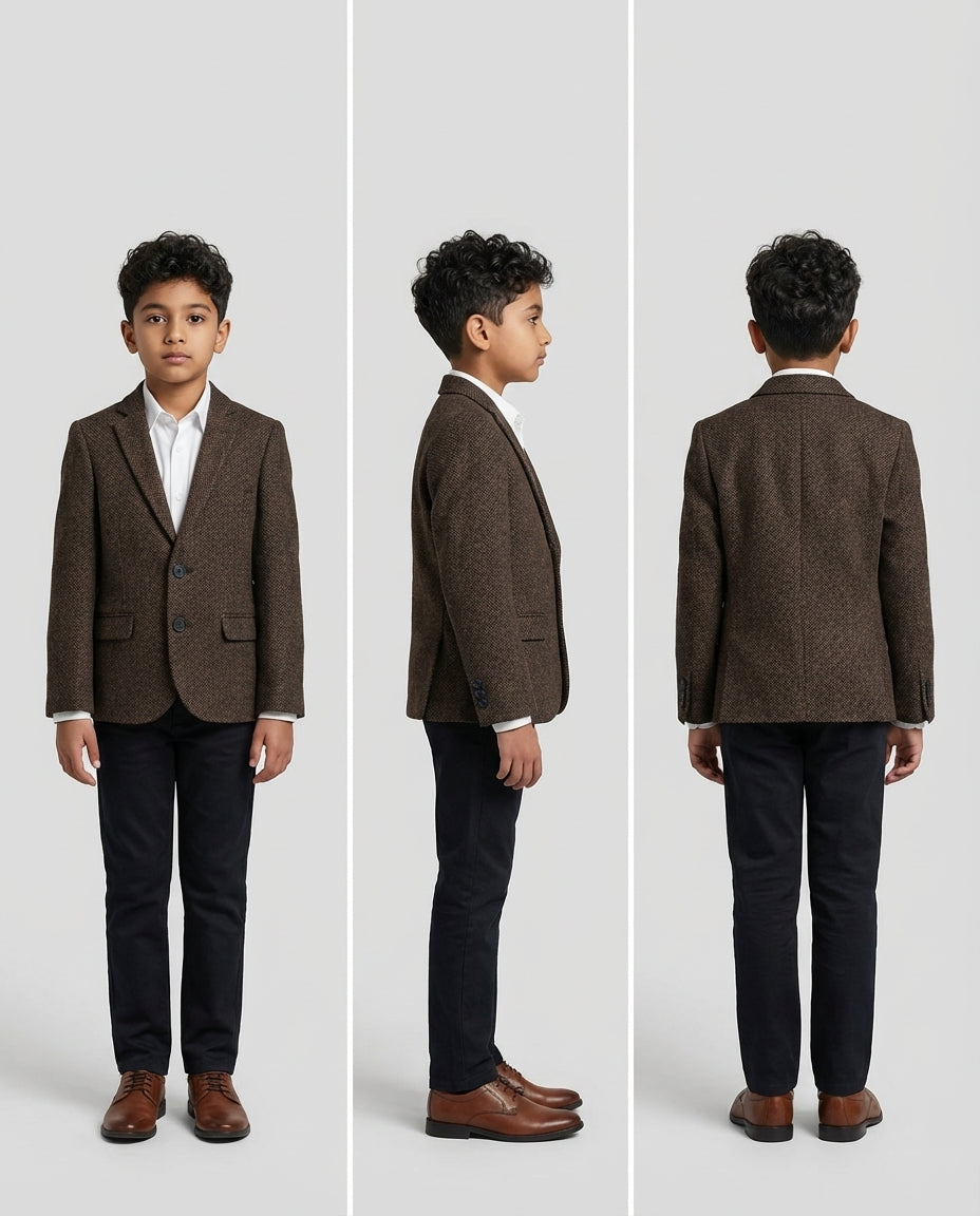 DARK BROWN TEXTURED BLAZER