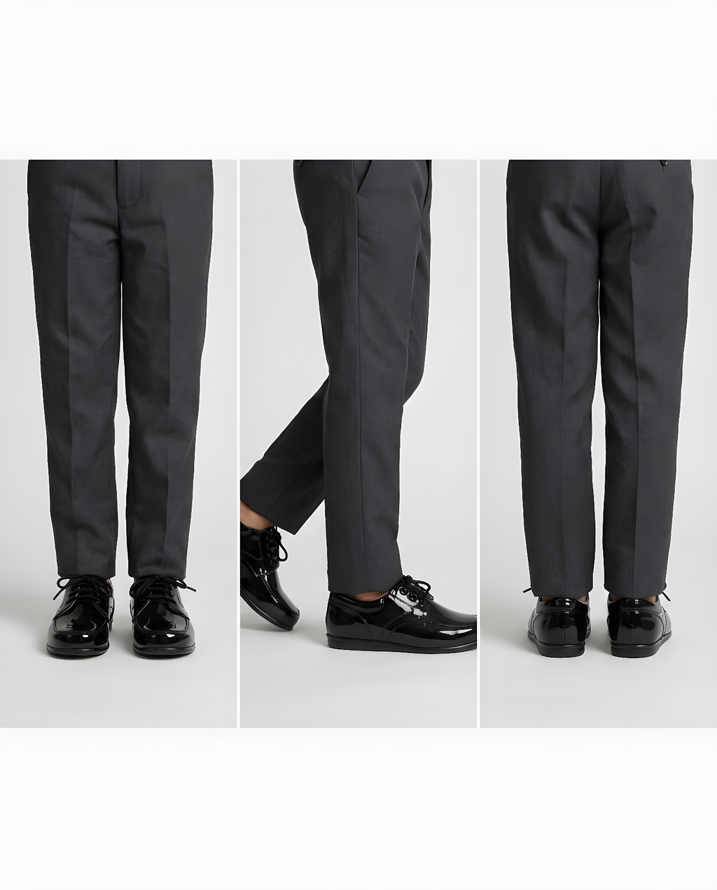 Boys classic black patent oxford shoe — toe detail