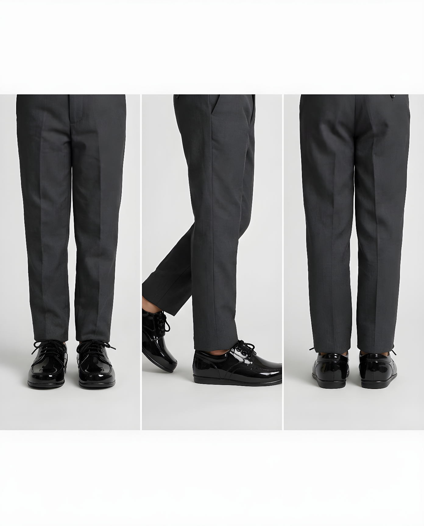 Boys classic black patent oxford shoe — toe detail