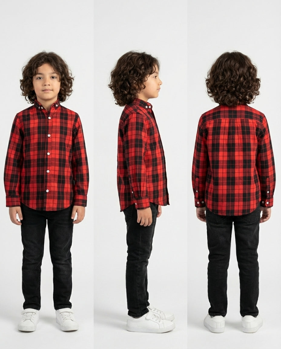 Classic Red Buffalo Check Shirt for Boys — Casual Shirts for Boys — View 4 | Little Giants