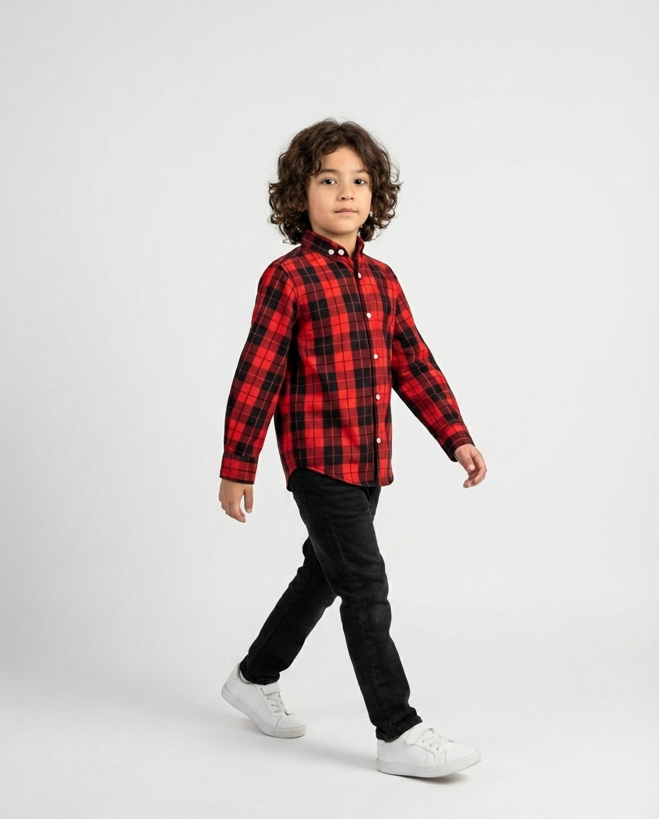 Classic Red Buffalo Check Shirt for Boys — Casual Shirts for Boys — View 2 | Little Giants