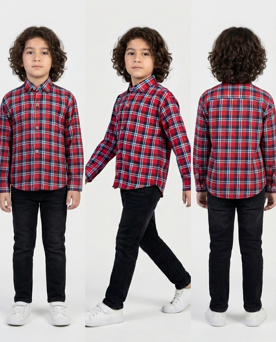 Classic Red Flannel Check Shirt for Boys — Casual Shirts for Boys — View 4 | Little Giants