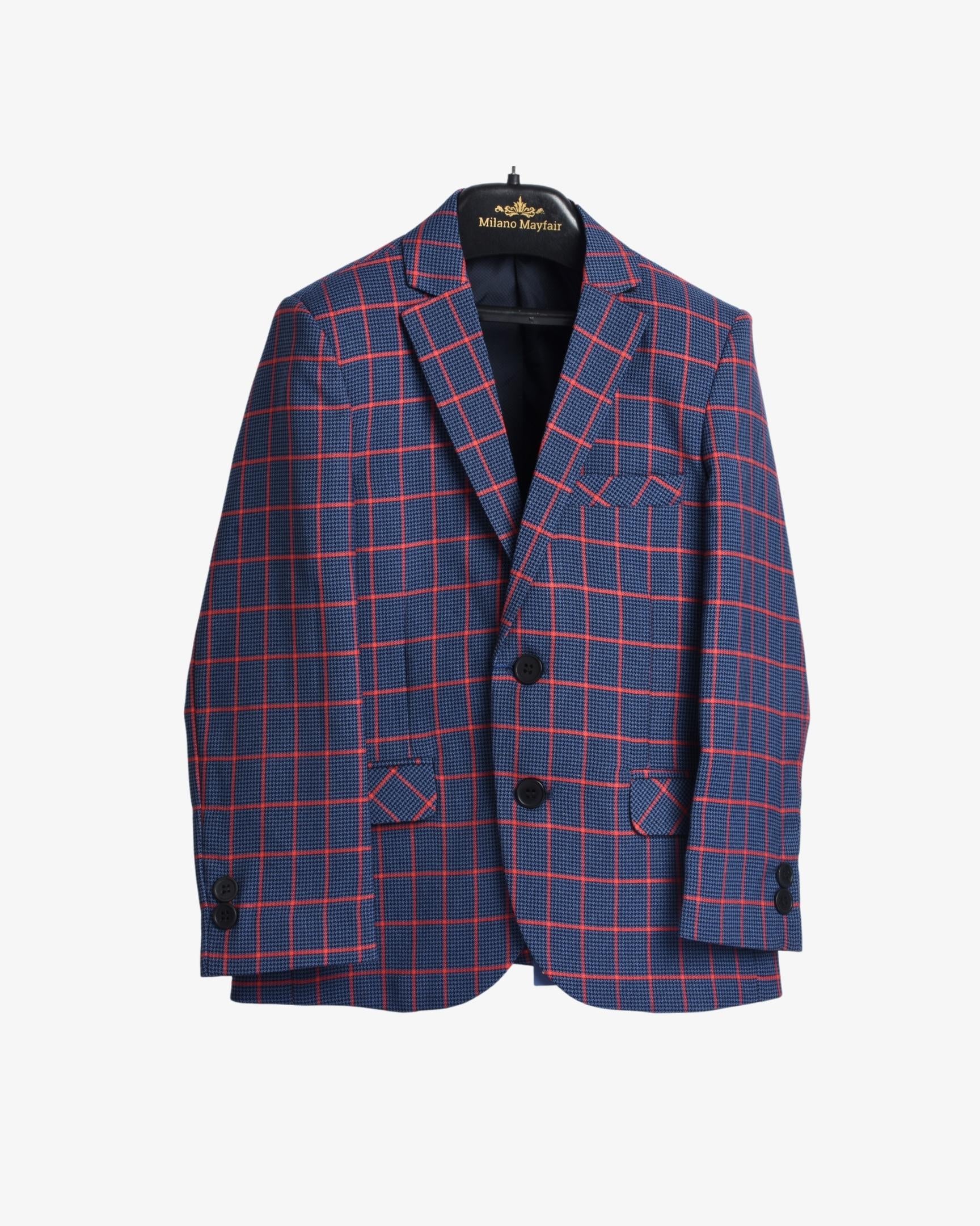Navy Red Check Blazer for Boys — Blazers for Boys | Little Giants
