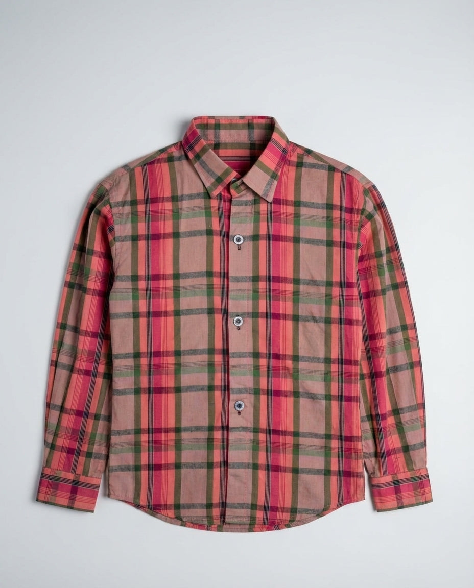 Dusty Rose Sage Plaid Shirt for Boys — Casual Shirts for Boys | Little Giants