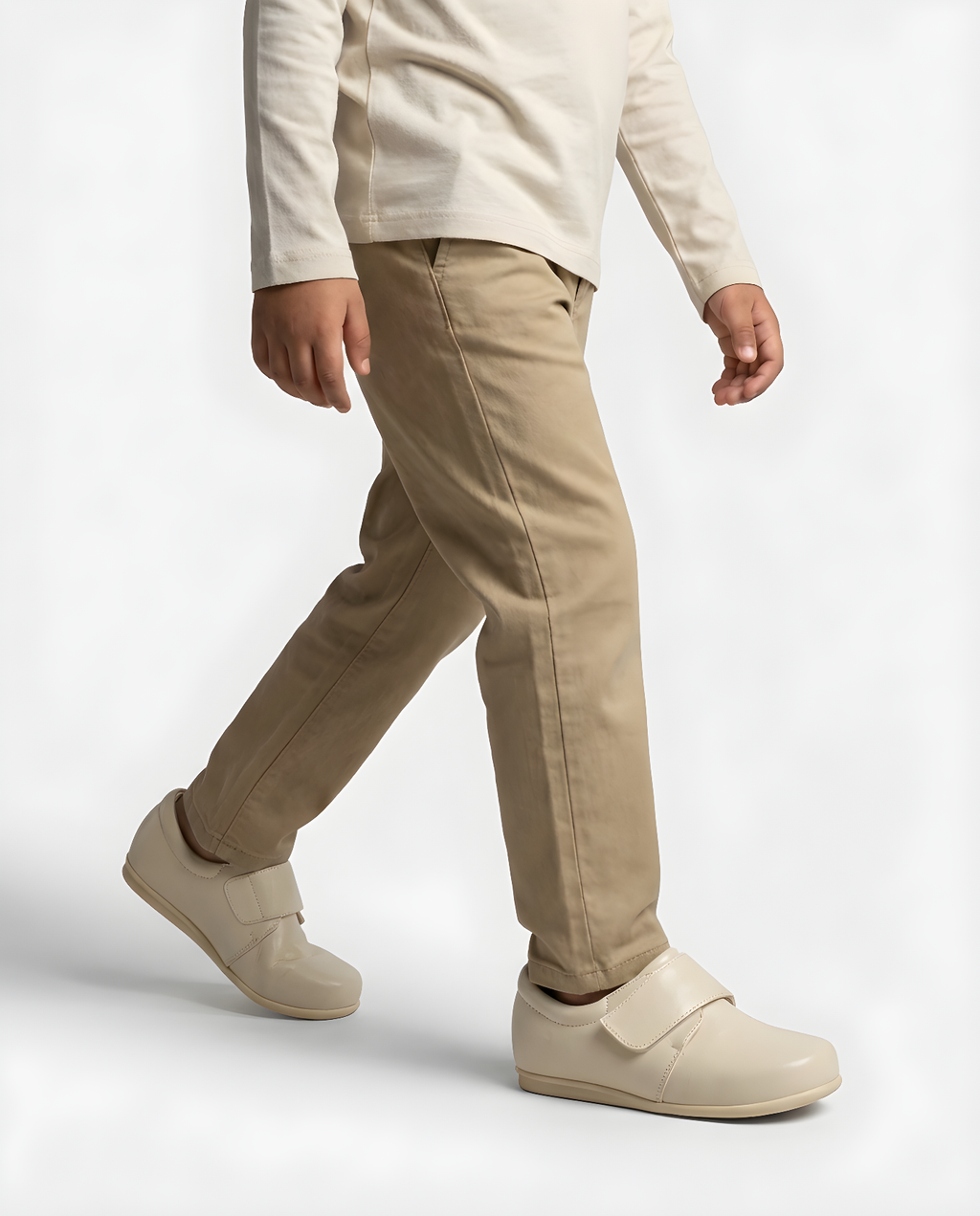 Boys ivory gloss strap monk shoe — side profile