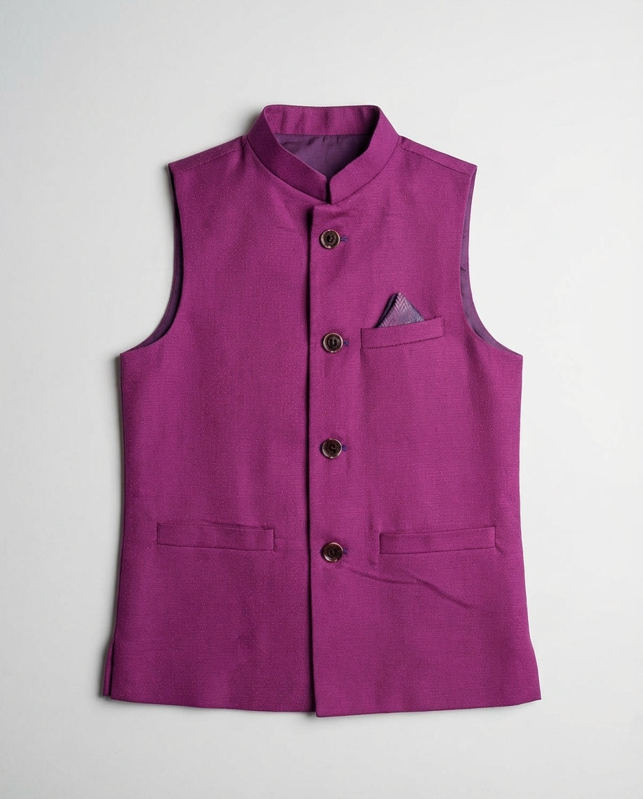 MAGENTA DOTTED WAIST COAT