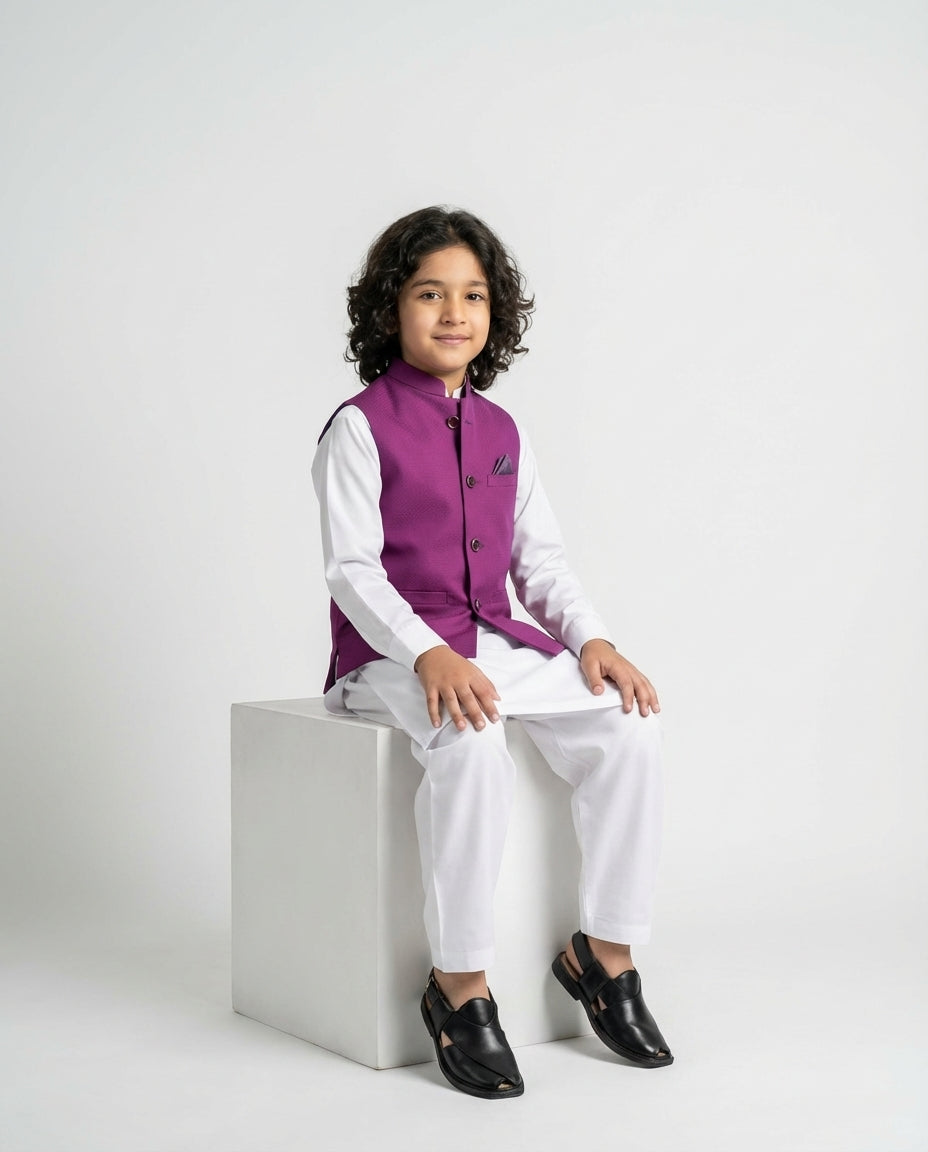 MAGENTA DOTTED WAIST COAT