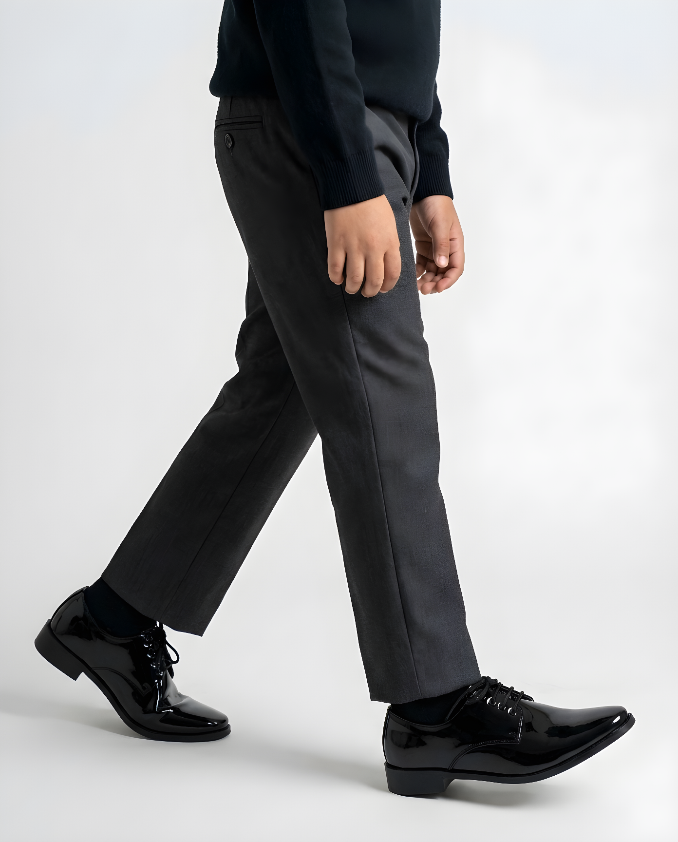 Navy Patent Derby Shoe for Boys — Shoes for Boys — View 3 | Little Giants