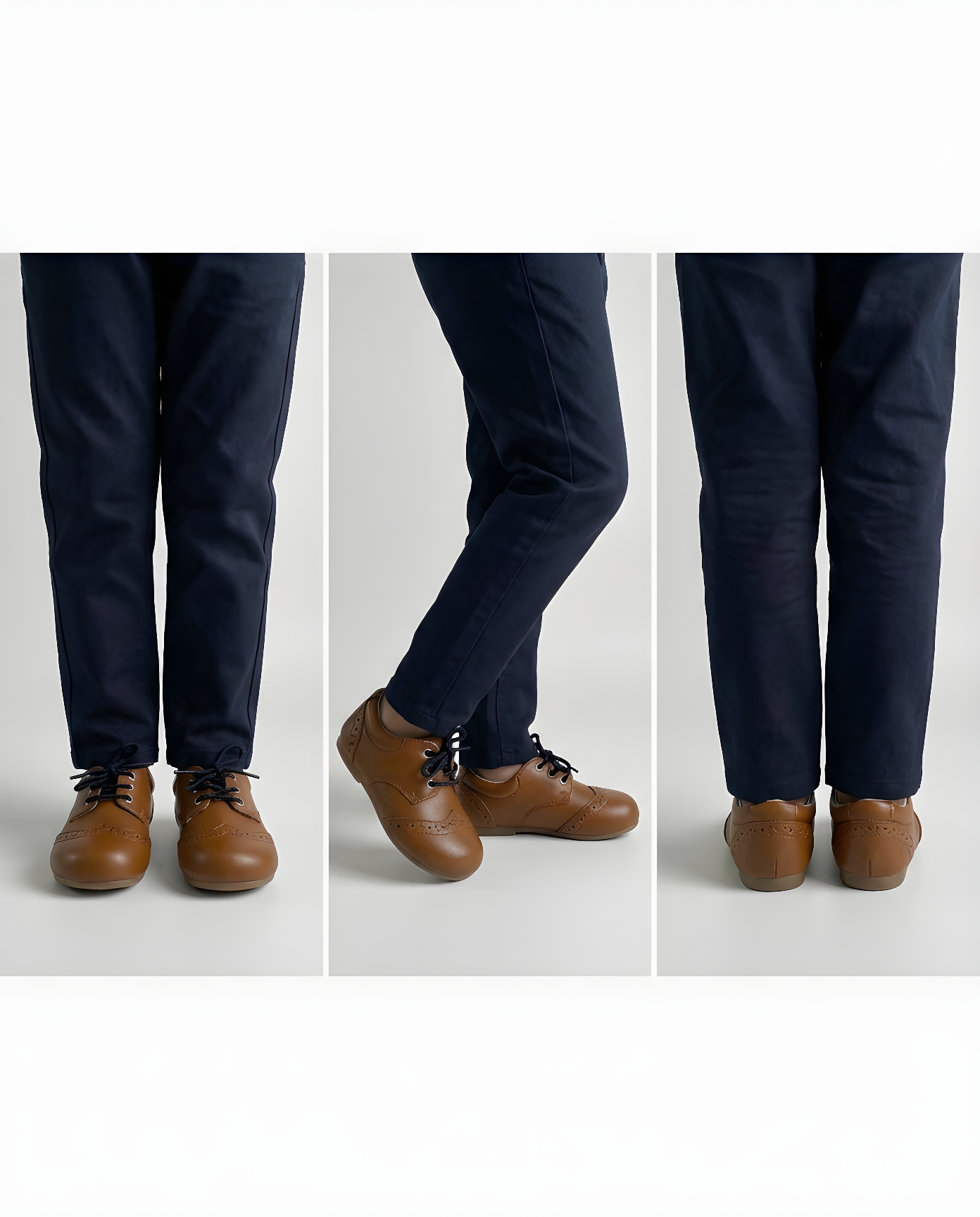 Boys saddle brown leather oxford shoe — sole view