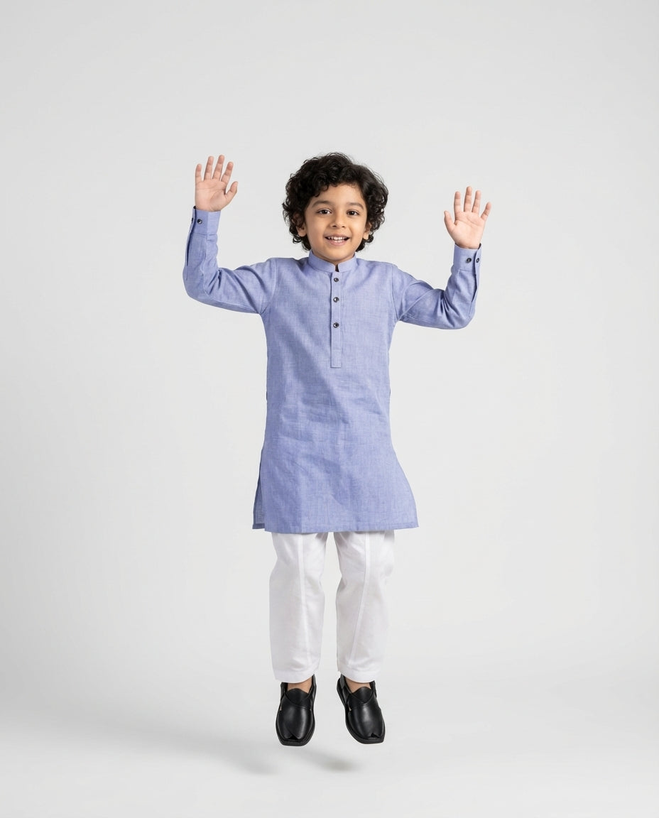 SKY BLUE CHAMBRAY KURTA