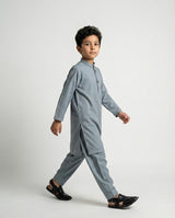 Boys slate grey modern shalwar kameez — front view