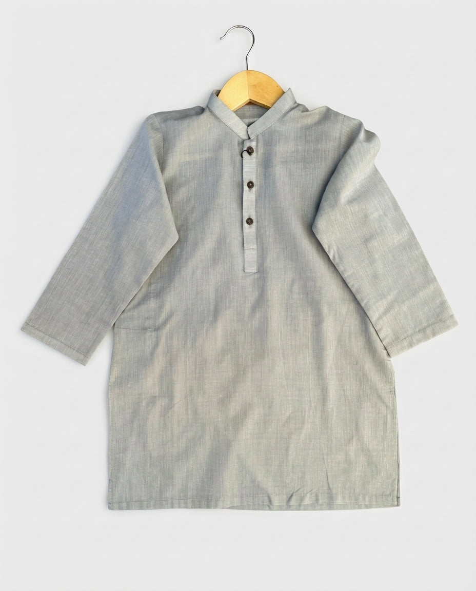 SOFT GREY TEXTURED KURTA