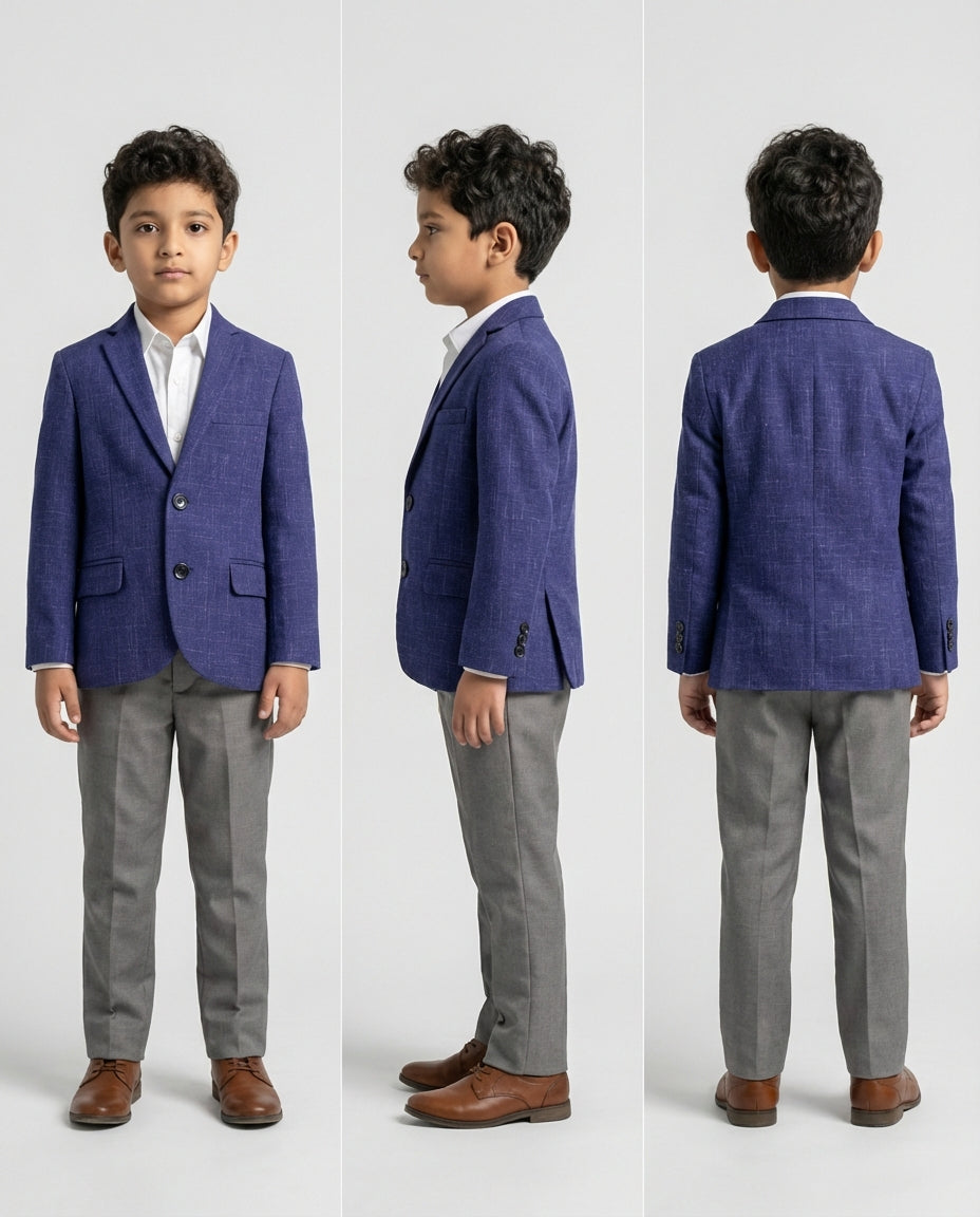 BLUE TEXTURED BLAZER