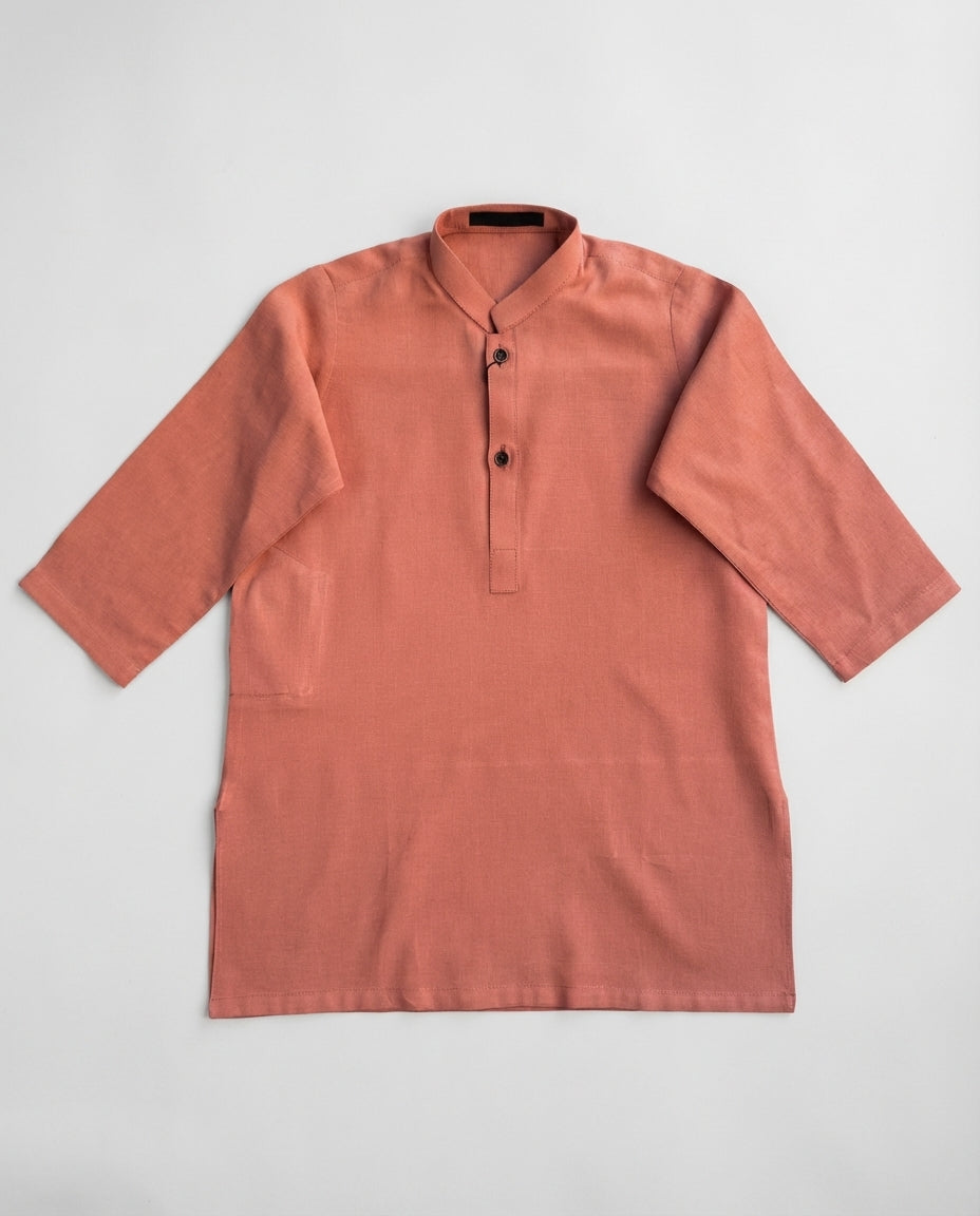 Terracotta Band Collar Kurta for Boys — Kurta for Boys | Little Giants