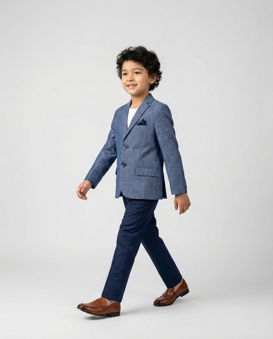 Blue Linen Blend Blazer for Boys — Blazers for Boys — View 2 | Little Giants