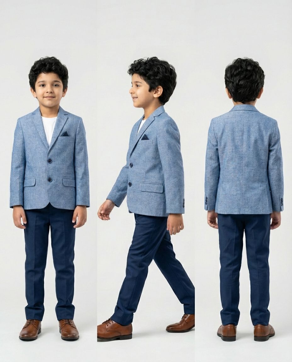 Sky Blue Pinstripe Blazer for Boys — Blazers for Boys — View 3 | Little Giants