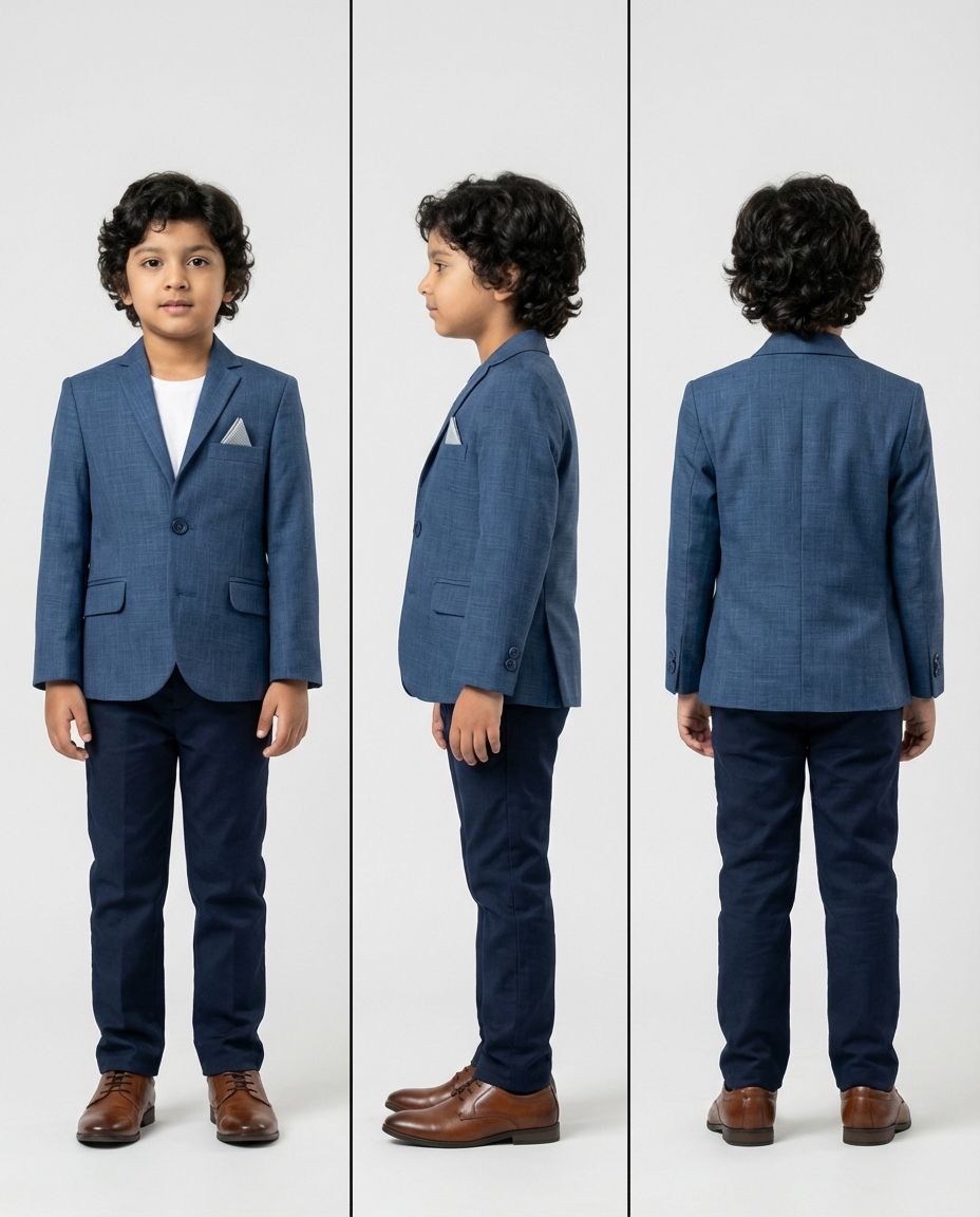 Steel Blue Tailored Blazer for Boys — Blazers for Boys — View 3 | Little Giants