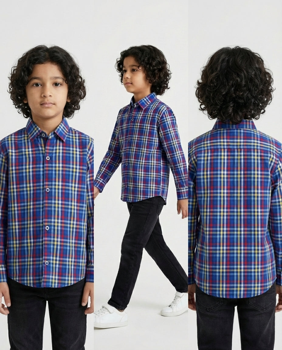 Royal Blue Plaid Button Up