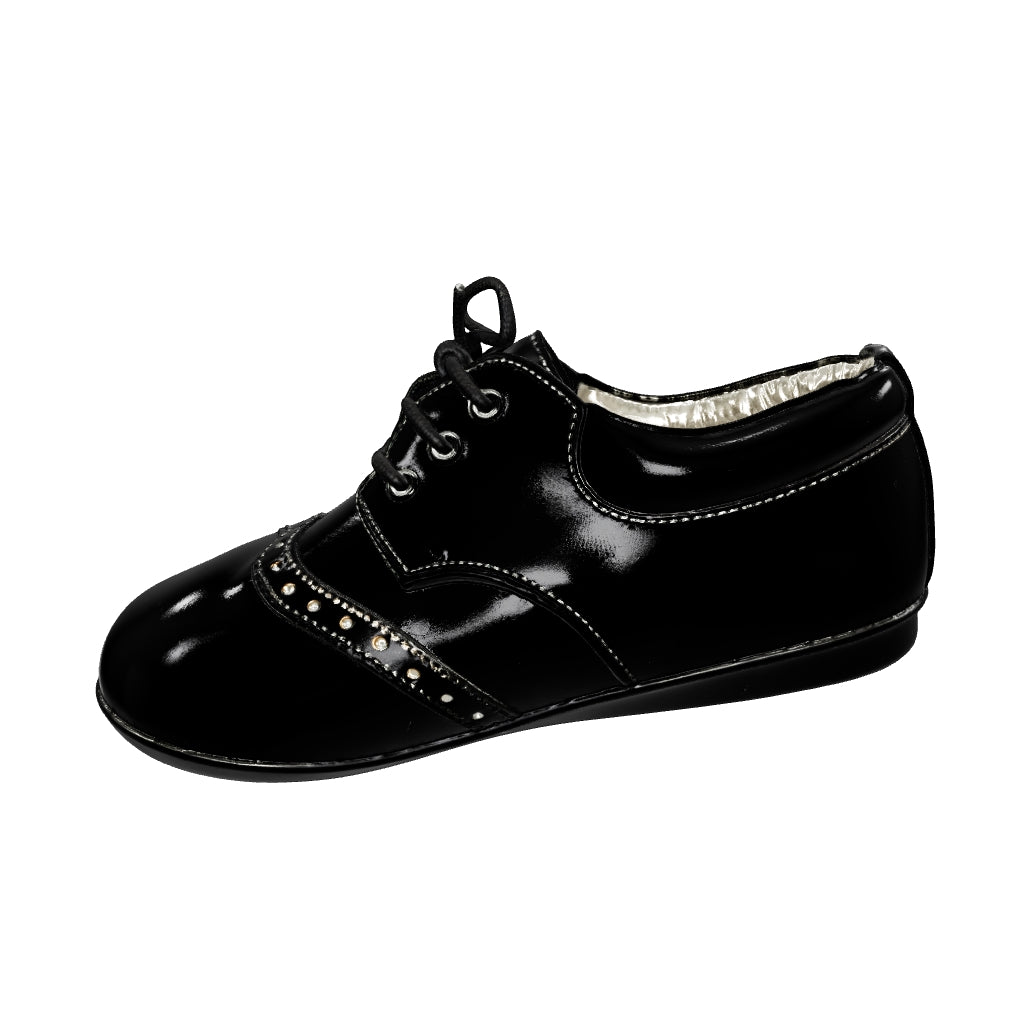 Classic Black Patent Wingtip for Boys — Early Steps Glossy