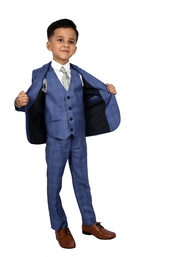 Dark Blue Pattern 5-Piece Suit for Boys — Formal Wear for Boys — View 4 | Little Giants