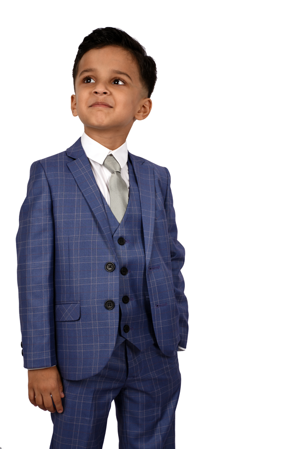 Dark Blue Pattern 5-Piece Suit for Boys — Formal Wear for Boys — View 7 | Little Giants