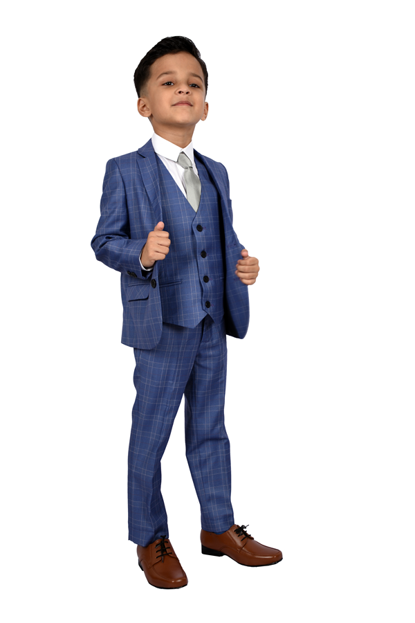 Dark Blue Pattern 5-Piece Suit for Boys — Formal Wear for Boys — View 6 | Little Giants