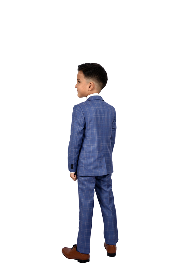Dark Blue Pattern 5-Piece Suit for Boys — Formal Wear for Boys — View 3 | Little Giants