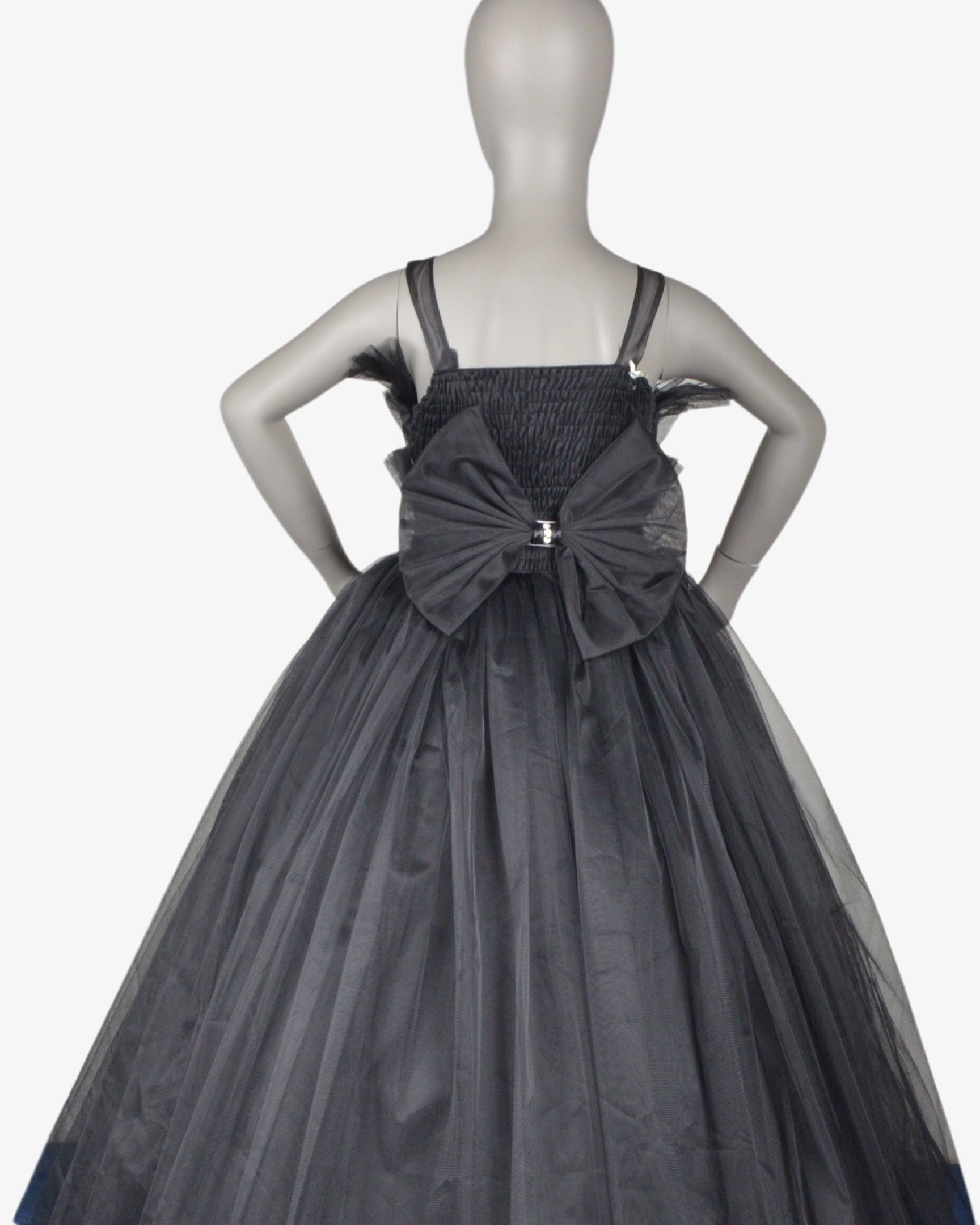 Dark Grey Flamingo Dress girls party frock full length — Little Giants