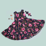 Black Rose Casual Frock girls casual frock front view — Little Giants