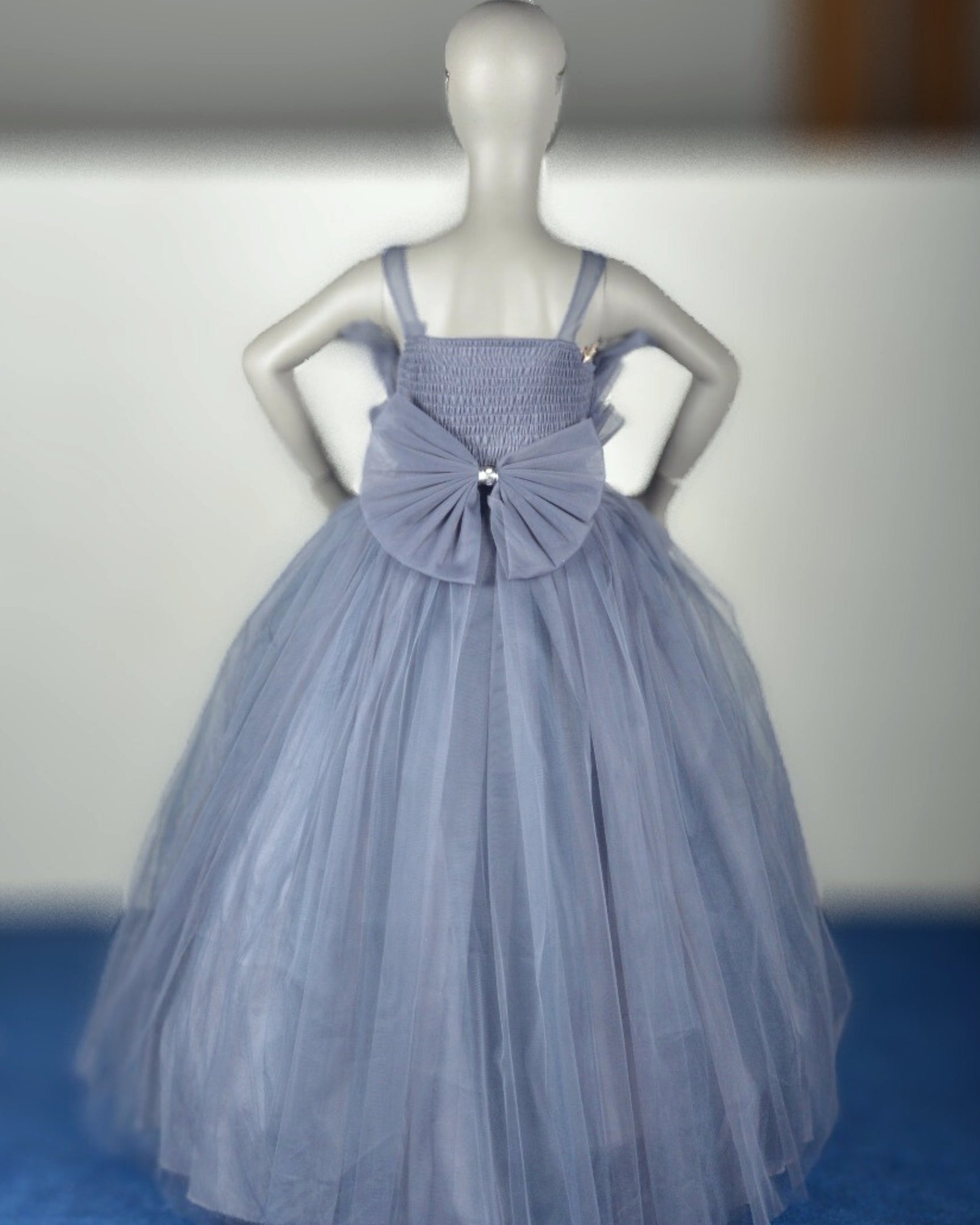 Light Grey Flamingo Dress girls party frock full length — Little Giants