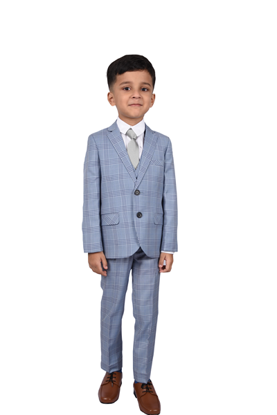 Light Blue Check 5-Piece Suit for Boys — Formal Wear for Boys — View 5 | Little Giants