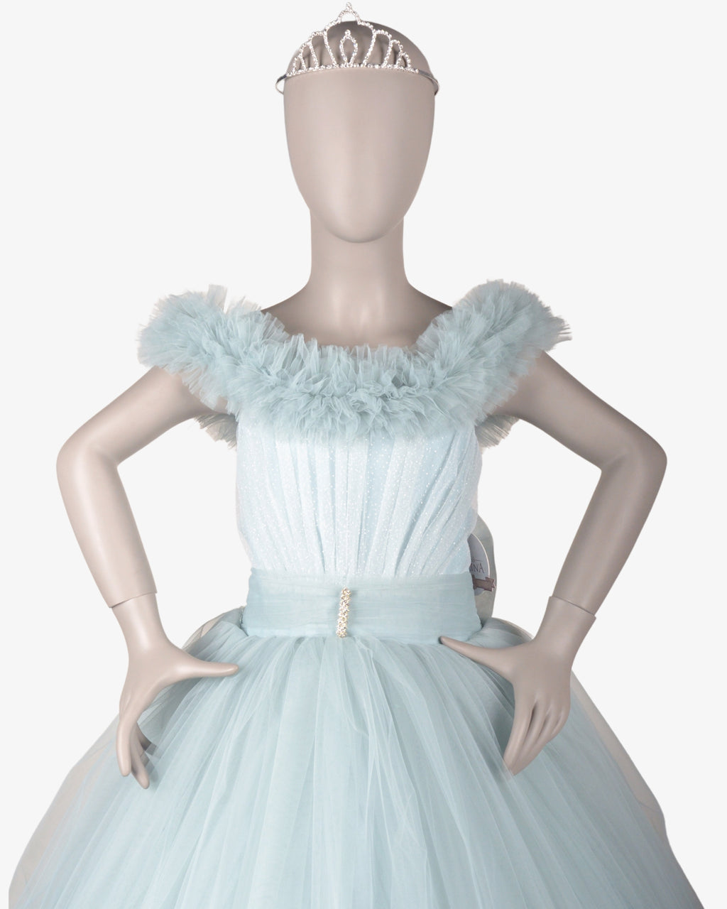 Mint Diva Dress girls party frock three-quarter angle — Little Giants