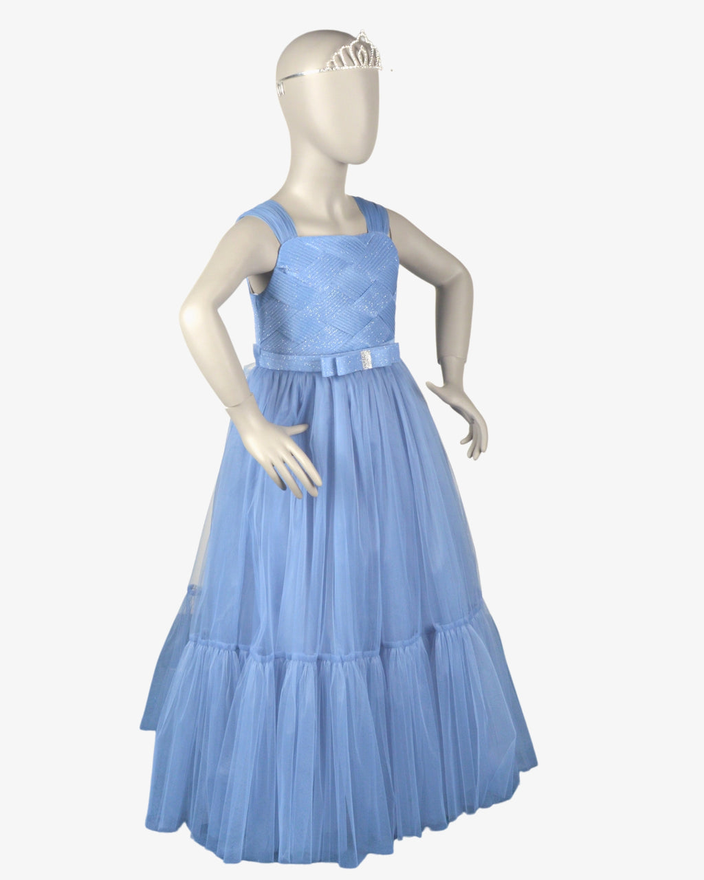 Azure Bella Dress girls party frock fabric detail — Little Giants